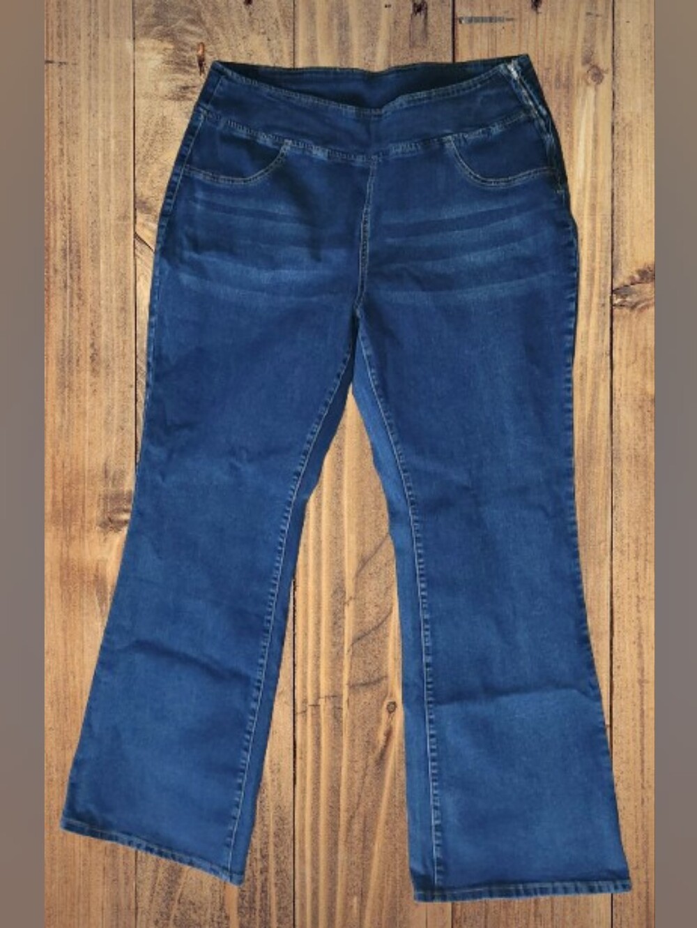 Women's Blue Stretch Bootcut Jeans, SHEIN CURVE SIZE 3XL, Side Zip